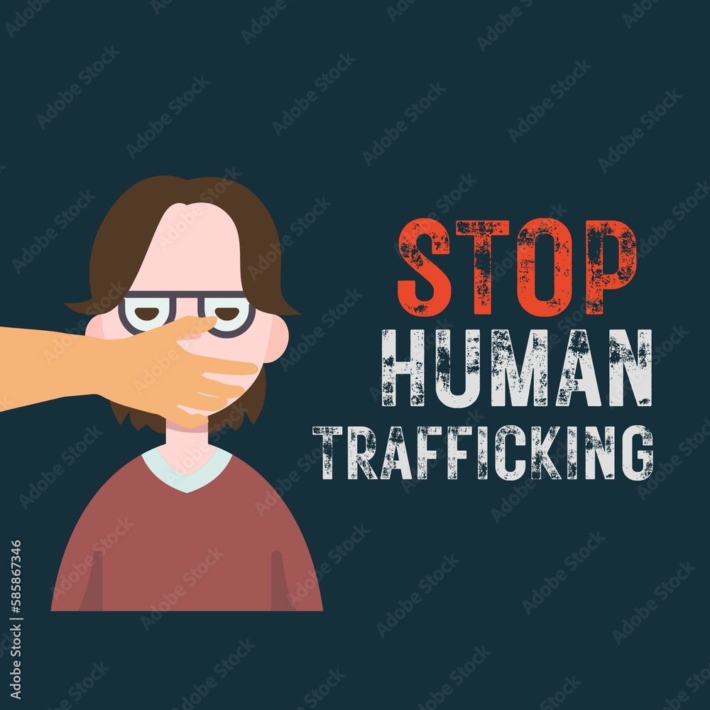 Hand Stop Sign Human Trafficking Concept Stop Human Trafficking Against Women Women Rights