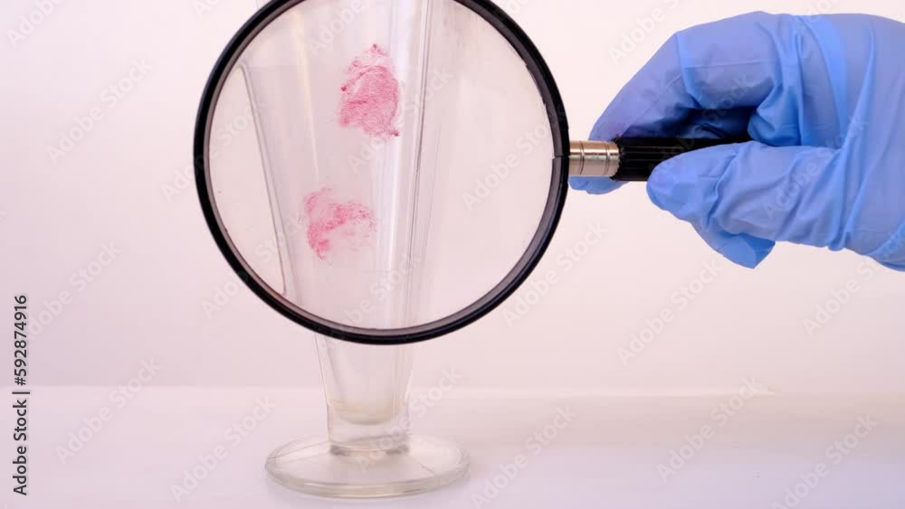 Evidence Idfresh Splatter Of Red Blood On Glass Goblet Forensic