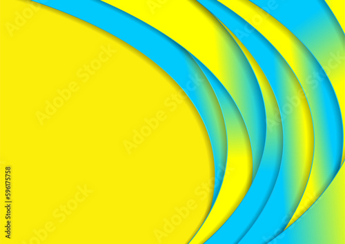 Yellow blue waves abstract corporate geometric background. Vector graphic design
