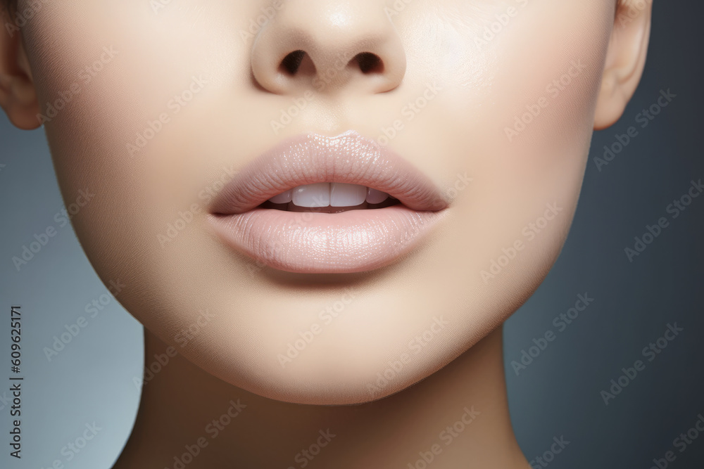 Close Up Of Enhanced Female Lips Showcasing Voluminous Appearance