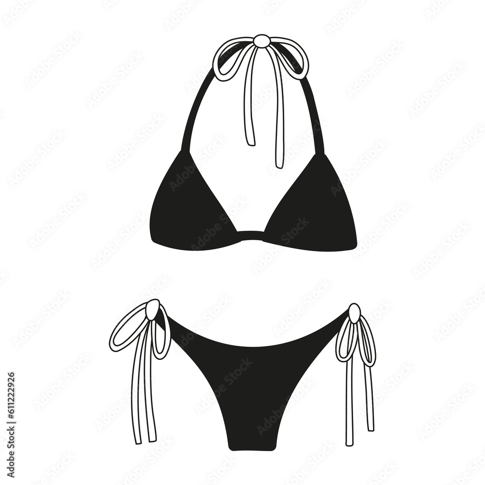 Black Silhouette Of Swimsuit S Isolated On Transparent Background Lingerie Png Stock