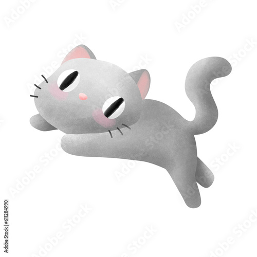 Jump tabby cat Beige color watercolor	
