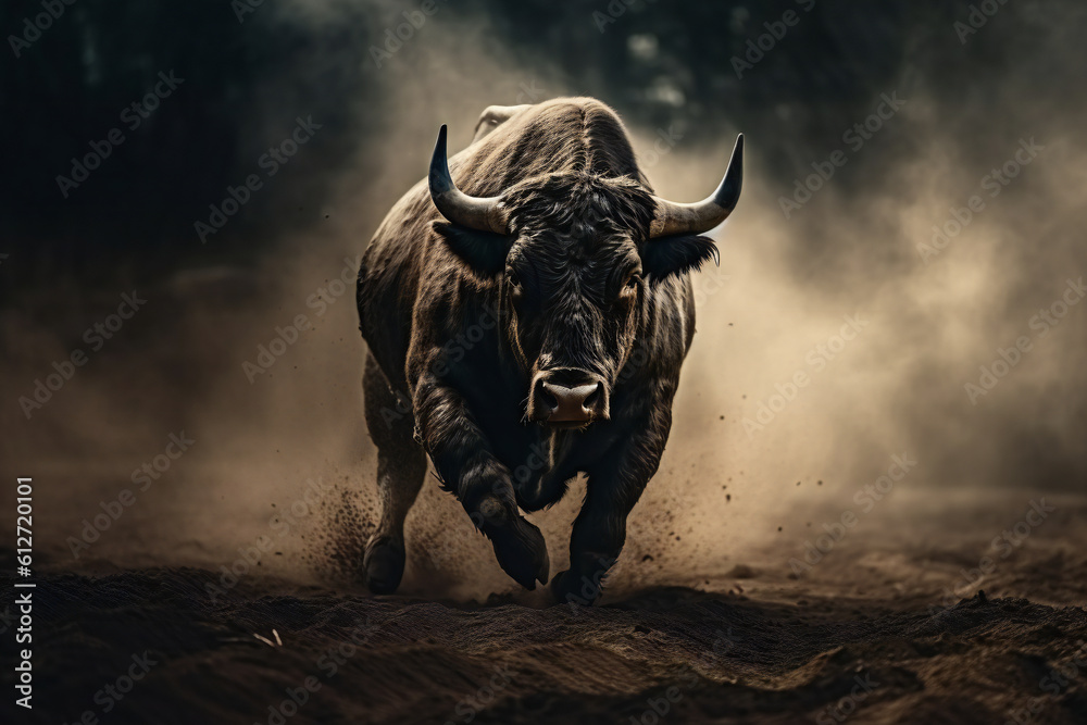 Angry Bull In A Dusty Bullring D Illustration Digital Art Design