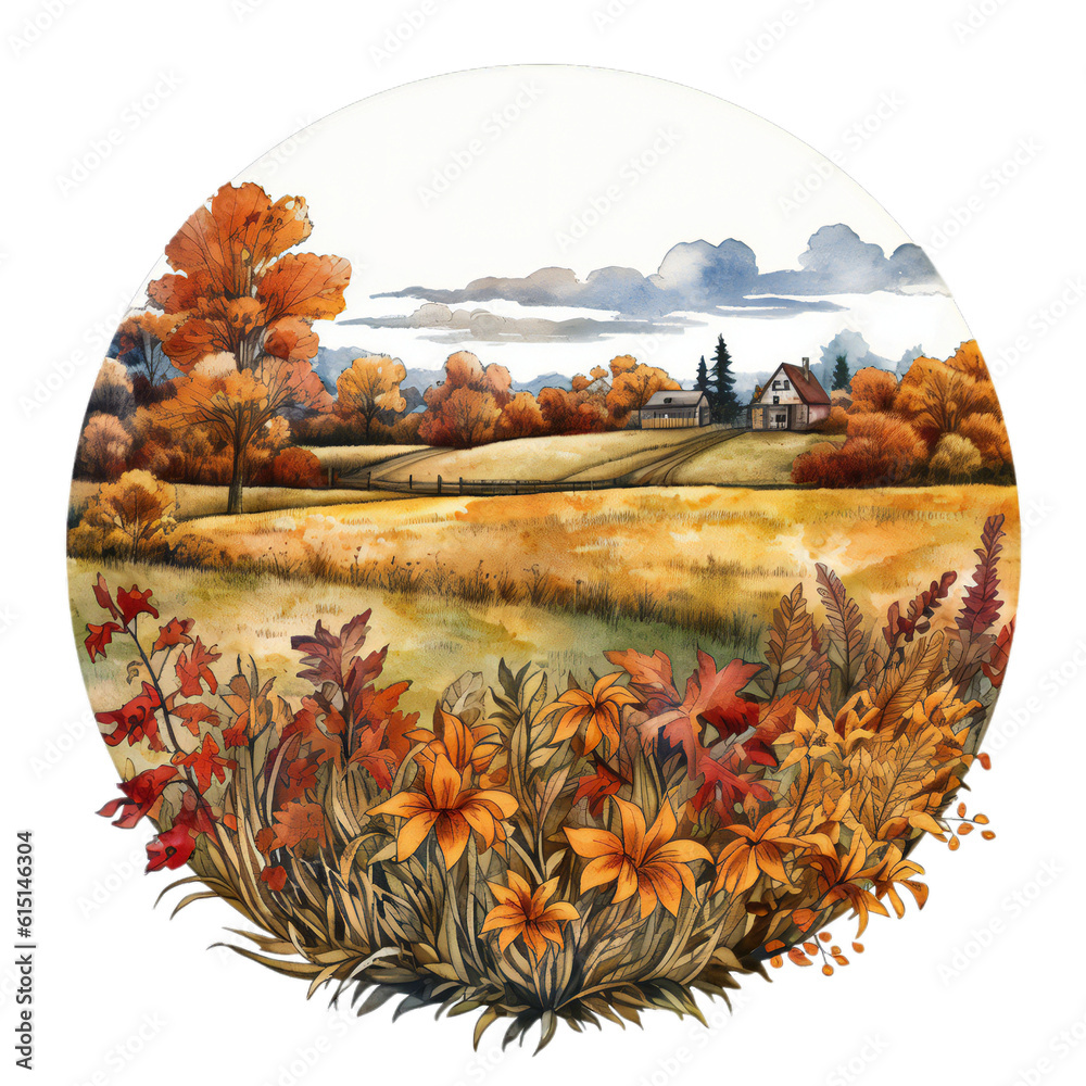 Fall Autumn Field Watercolor Clip Art Watercolor Clip Art Fall Autumn