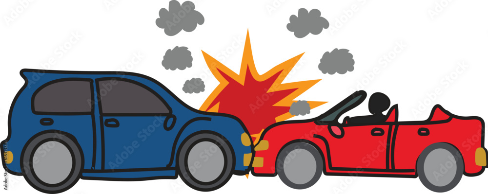 Car Crash Cartoon Vector Illustration Stock Vector Adobe Stock