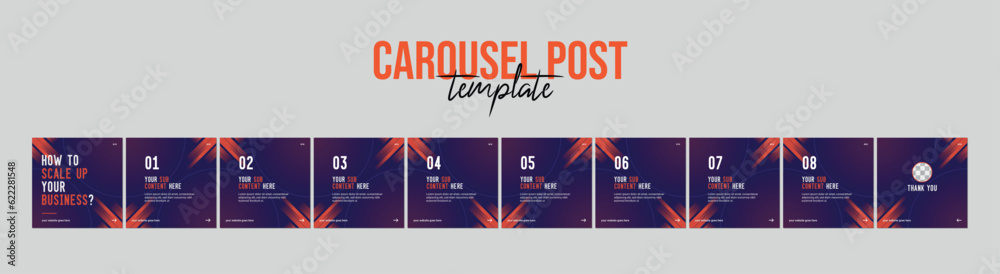 Set Of Linkedin Carousel Post Editable Social Media Instagram Carousel