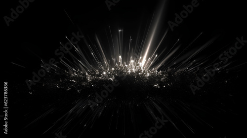 abstract black background with bokeh effect and lens flare effect.Generative AI