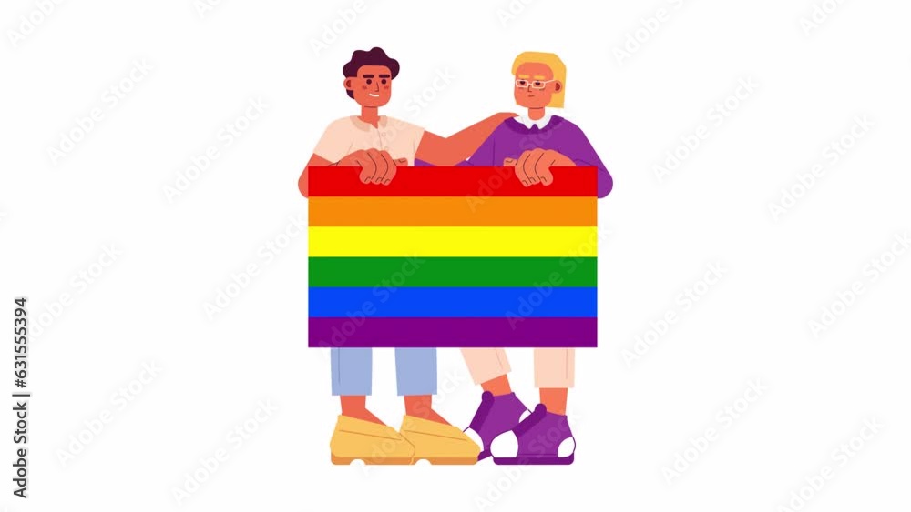 Video Stock Rainbow Gay Pride Flag D Animation Homosexual Couple Lgbtq Pride Parade K Video