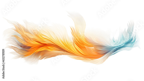 ethereal phoenix plumes frozen in an abstract futuristic 3d texture isolated on a transparent background, generative ai