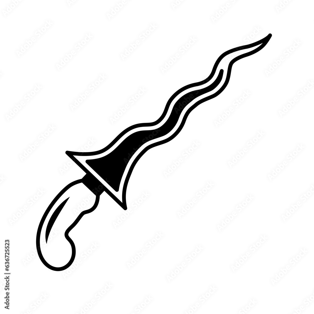 Keris Traditional Weapon From Indonesia Icon Vector On Trendy Style For