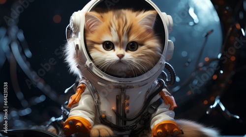 Cute cat in astronaut suit.