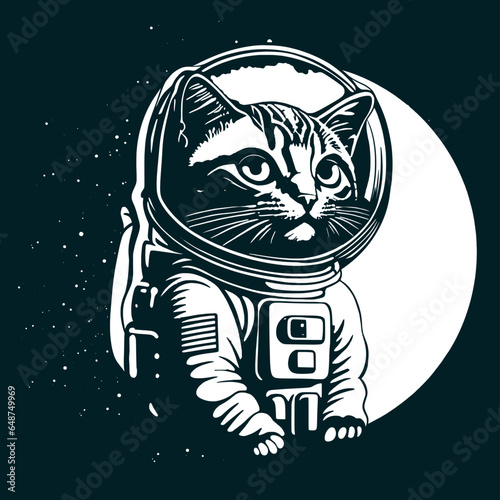 Cute cat astronaut illustration