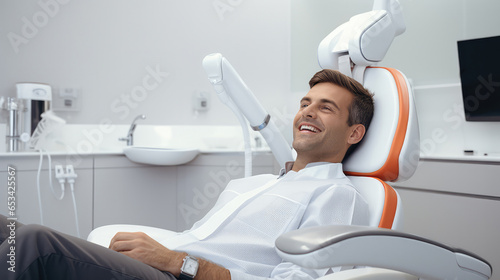 Happy patient in dental chair