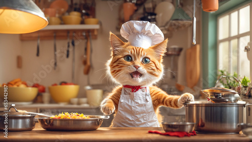 cartoon cat in the kitchen