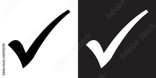 Check mark icon vector. Check mark sign symbol in trendy flat style. Check mark vector icon illustration isolated on white and black background