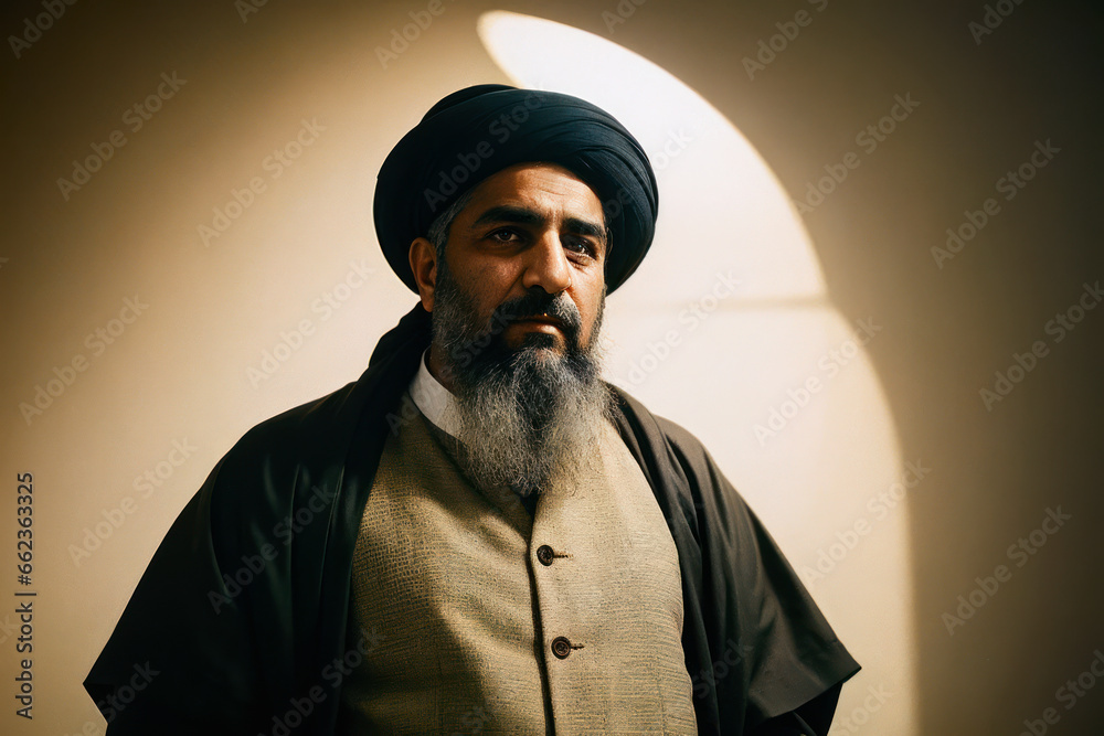 Portrait Of The Of The Old Age Bearded Iranian Man Wearing Traditional