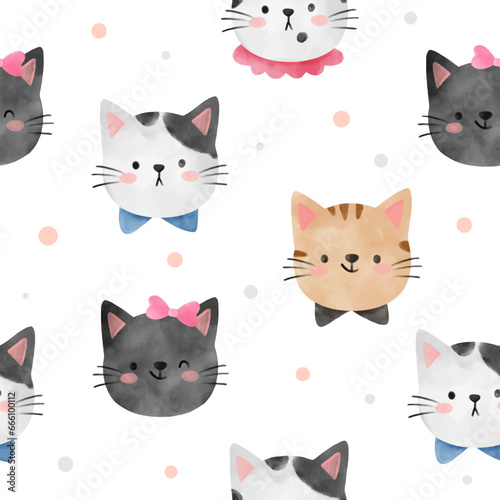 Seamless cute cat For Greeting card Clothing kids Fabric