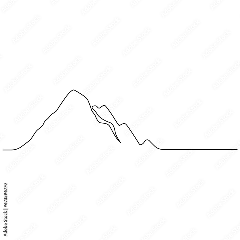 One Continuous Line Drawing Of Mountain Range Landscape Vol One