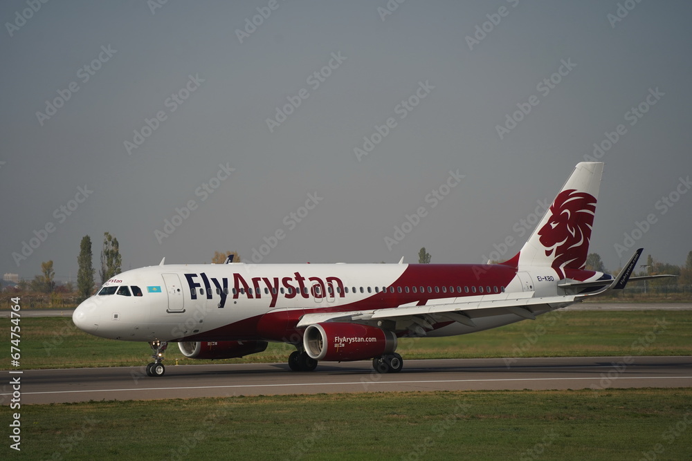 Almaty Kazakhstan 10 18 2023 The Fly Arystan Plane Landed On The