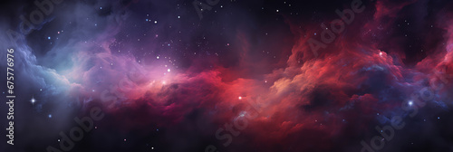Beautiful space nebula galaxy wide format photo background material
