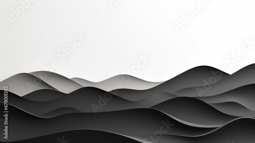 black paper waves on a white background abstract design.