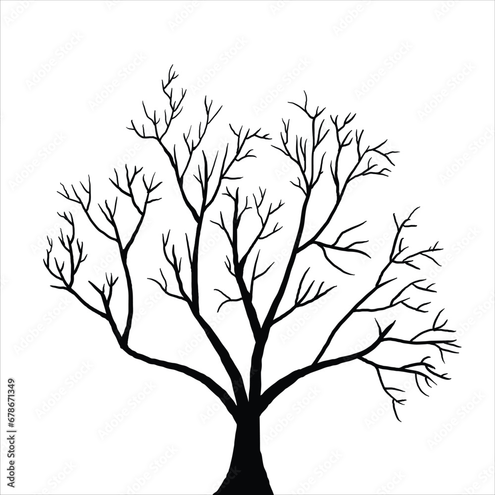 Vecteur Stock Naked Tree Silhouettes Hand Drawn Black Branch Tree