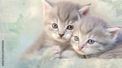 many cute baby cat painted on paper design image Ai generated art