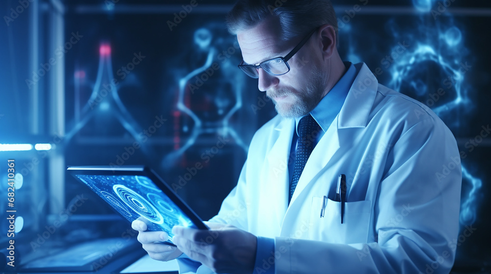 Doctor Conducting Medical Research With Ai Powered Algorithms To