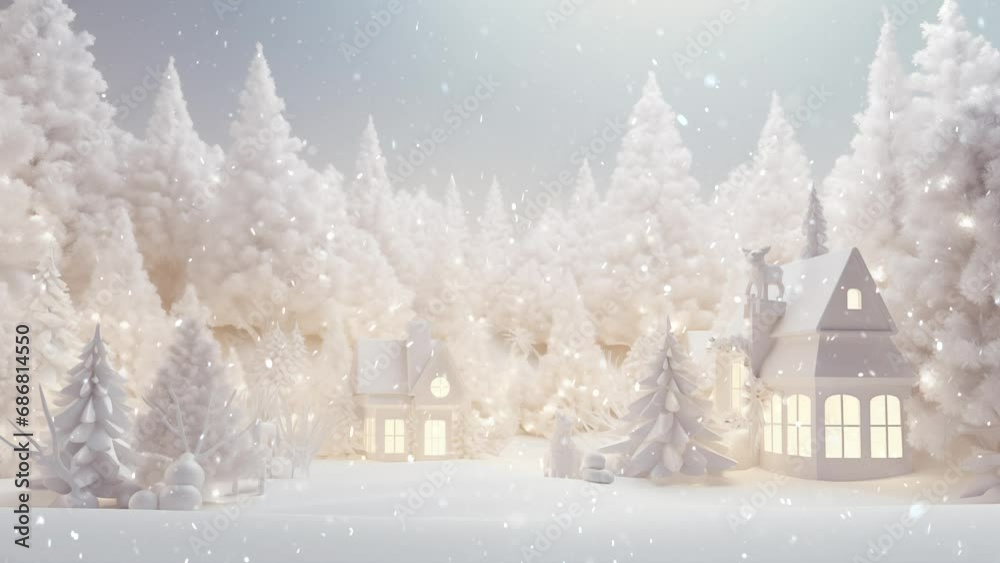 An Abstract Model Miniature Christmas Winter Wonderland Snowing