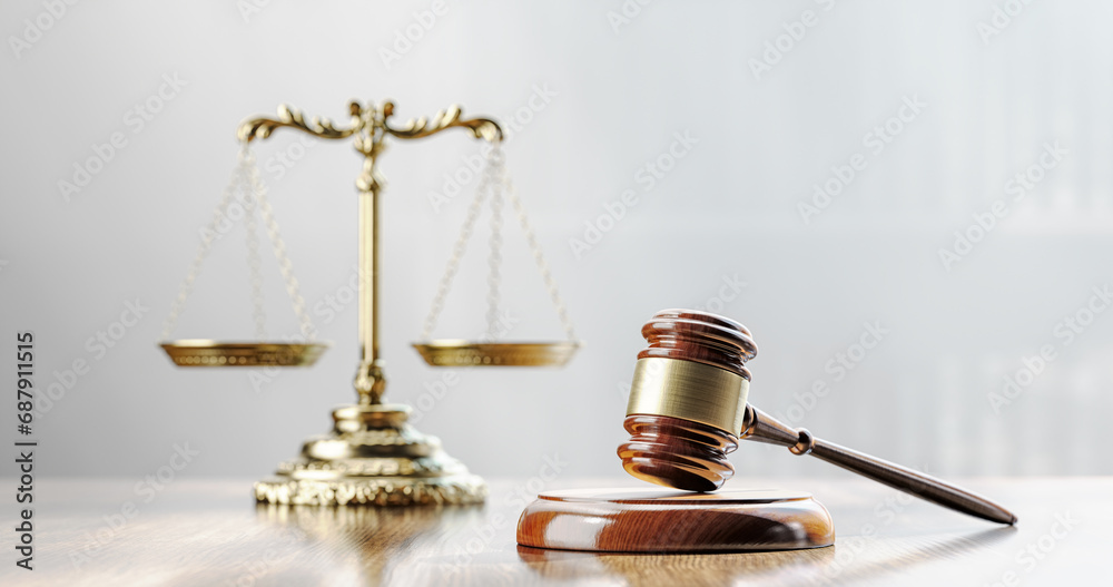 Legal Concept Scales Of Justice And And The Judge S Gavel Hammer As A