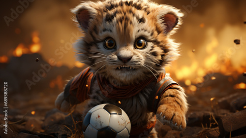 Cute Tiger Playing Soccer. generative ai
