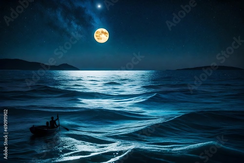 moon and sea generated by AI technology