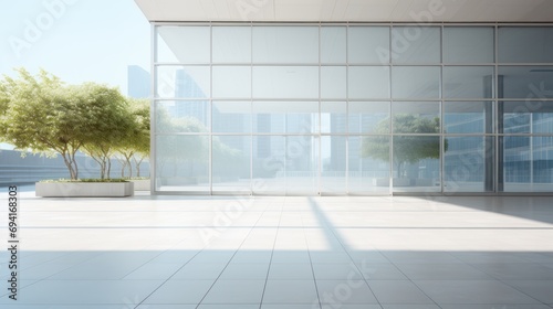 Modern office front area,Empty space outside a modern office building 