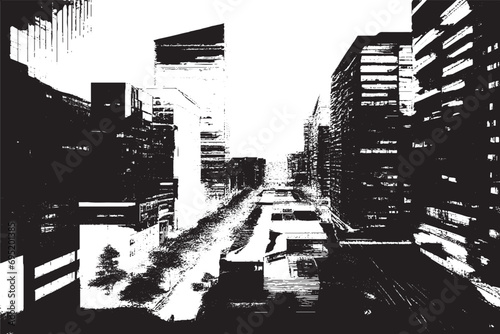 city buildings grungy texture vector image overlay monochrome destressed background
