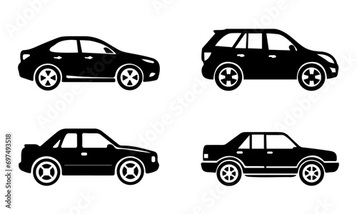 car silhouettes set vector illustration (black And white)