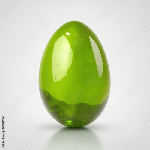 Peridot stone Egg shape on white background