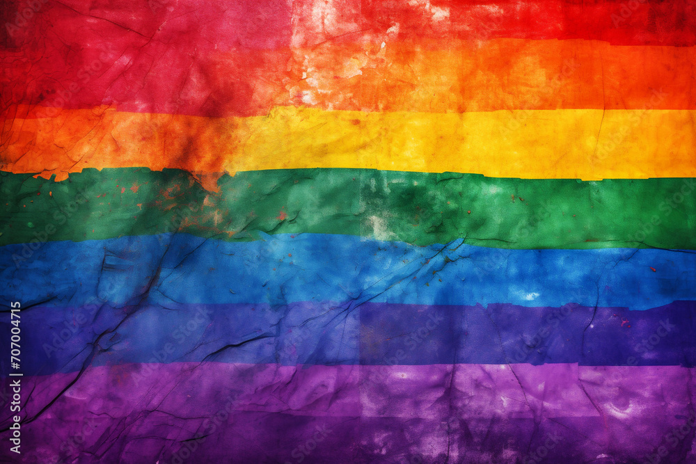 Rainbow Painting On Paper Textured Background Gay Lgbtq Flag Lgbt Pride Month Concept Stock