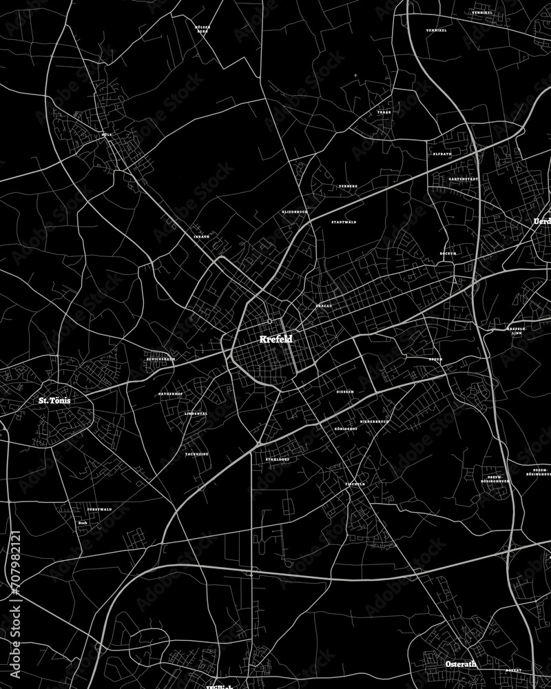 Krefeld Germany Map Detailed Dark Map Of Krefeld Germany Stock