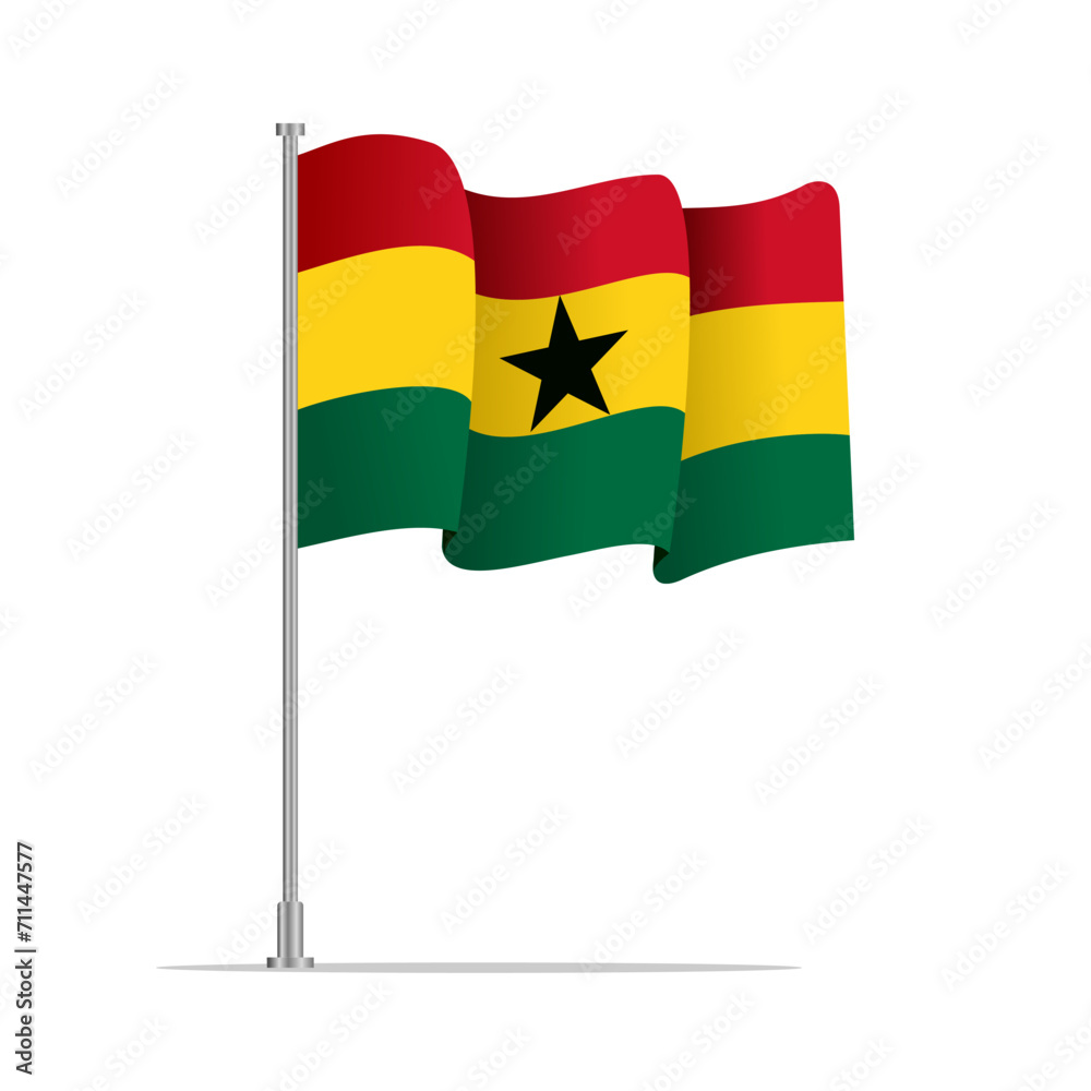 Vector D Realistic Flags Of Ghana On Steel Poles Isolated On White