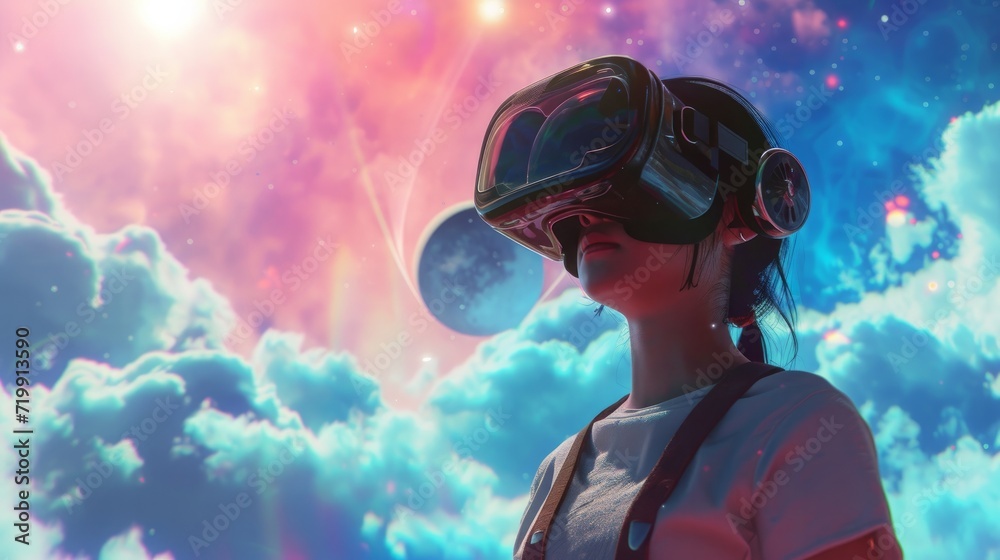 Girl Wearing Oculus Rift In The Metaverse By Kazumasa Nagai Rendered