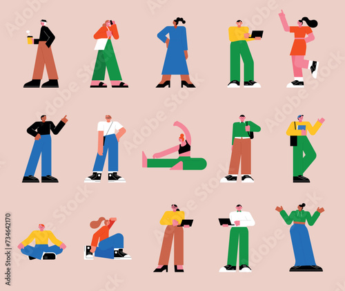 flat vector illustration. A set of many people in various poses. vol.6