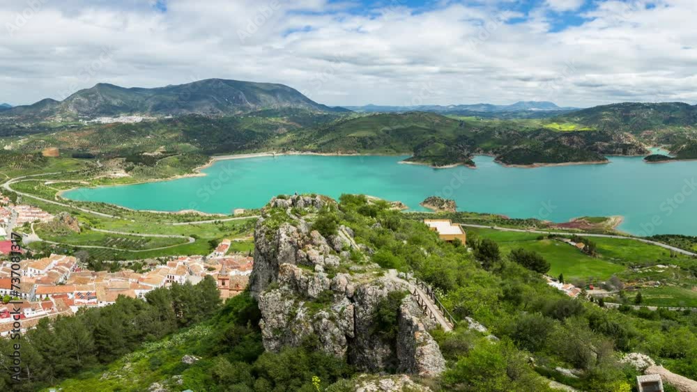 Spectacular Aerial View Panorama Of Lake Zahara From Castle Of Zahara