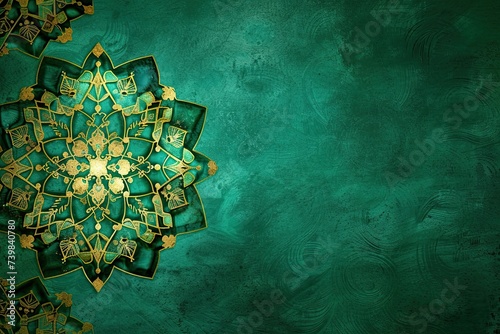 Beautiful jade desktop wallpaper background by islamic elegant ornament with light 