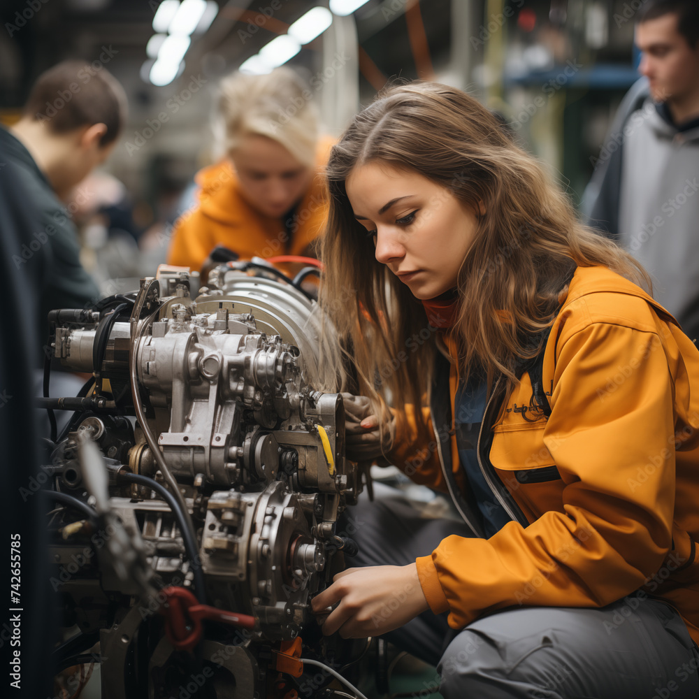 Mujeres en ingeniería mecánica y mantenimiento Taller para operarios