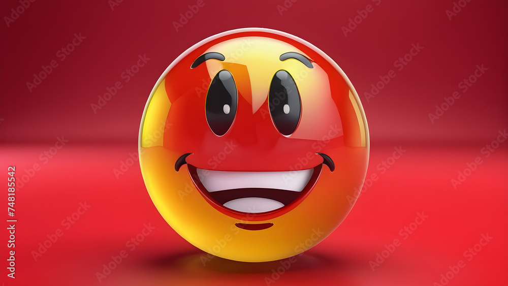 Smiley Face A Human Emotions Surprise Emoji On A Red