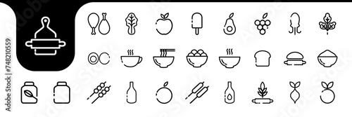 kitchen food icon line set collection design vector