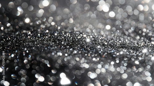 Sparkling monochrome bokeh background with glittering particles.