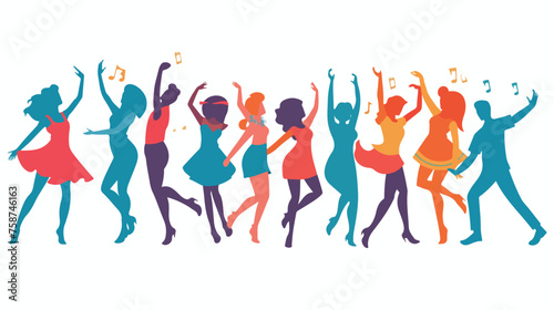 dancing people background flat vector isolated on white