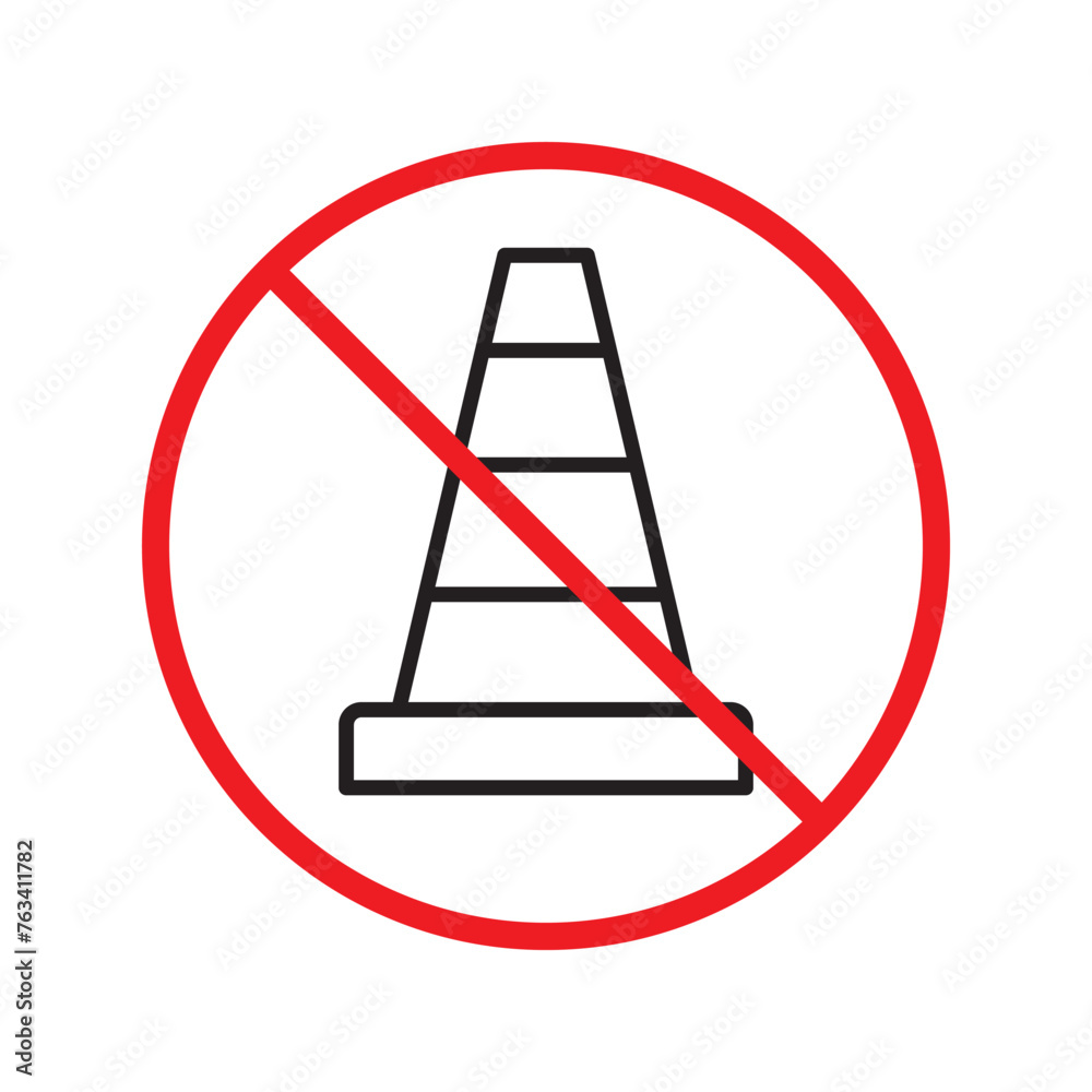 Forbidden Road Cone Icon Warning Caution Attention Restriction