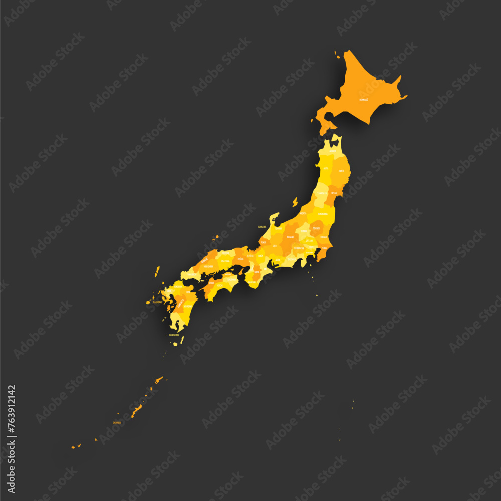 Japan Political Map Of Administrative Divisions Prefectures